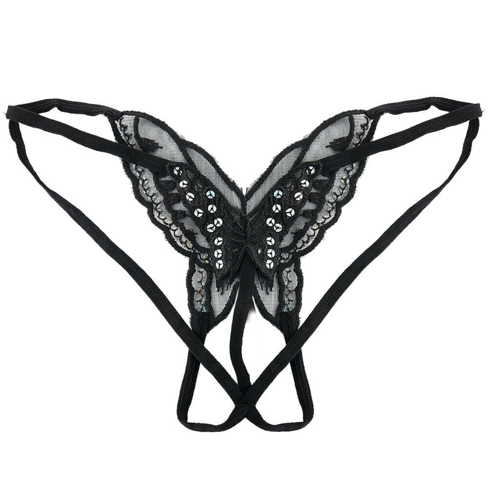 Butterfly Embroidered Crotchless G-String