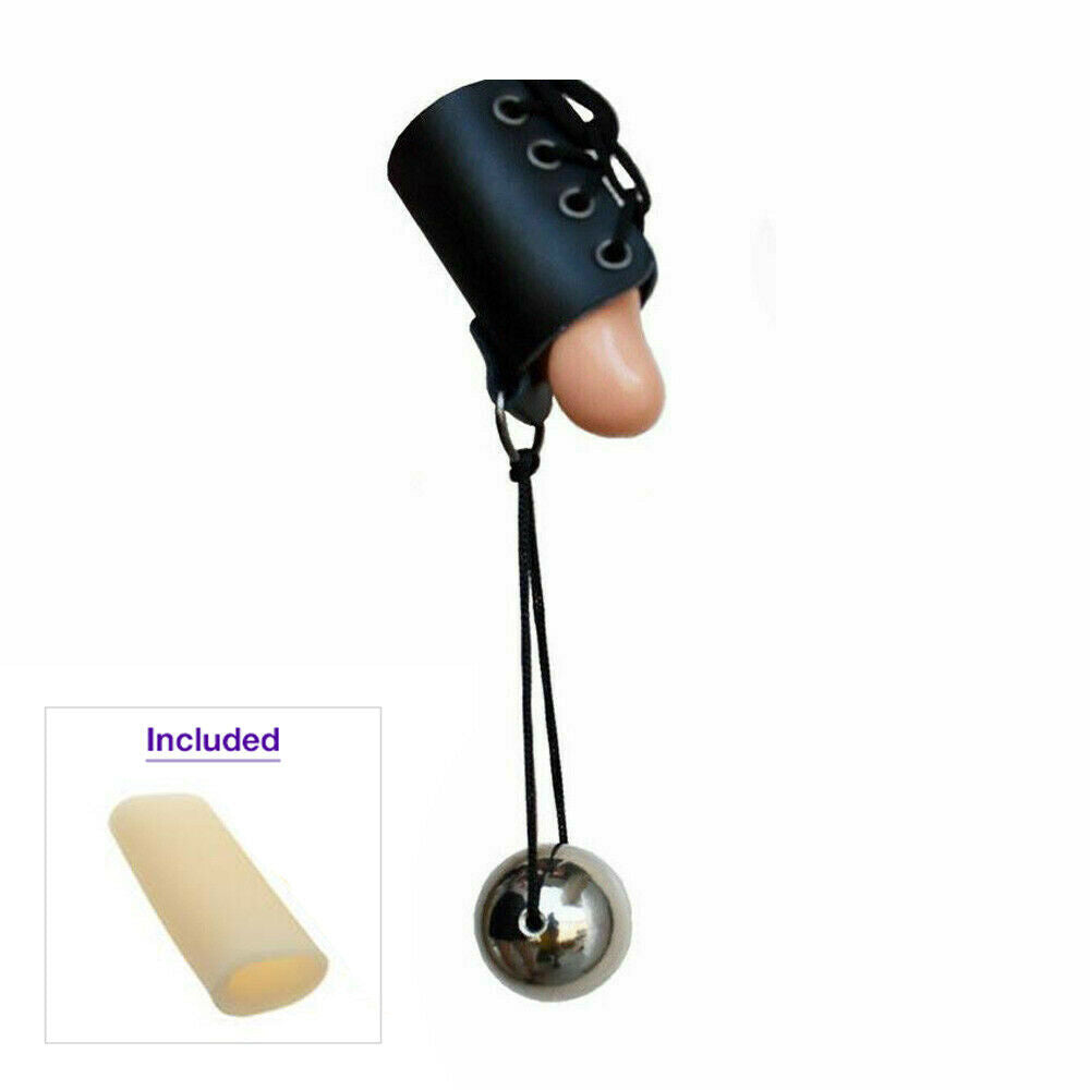 Big Penis Extender + Metal Ball Faux Leather Belt