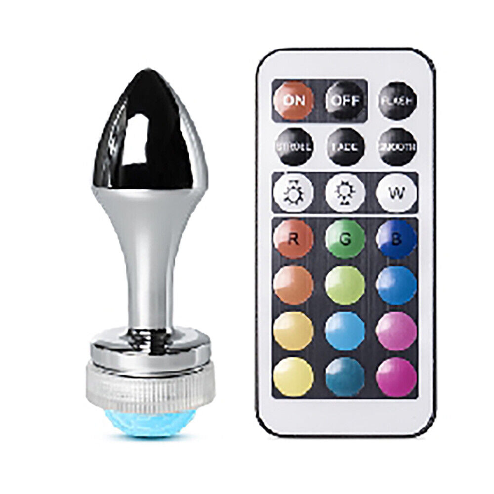 Light Up LED Metallic Butt Plug II with 21 Key Remote