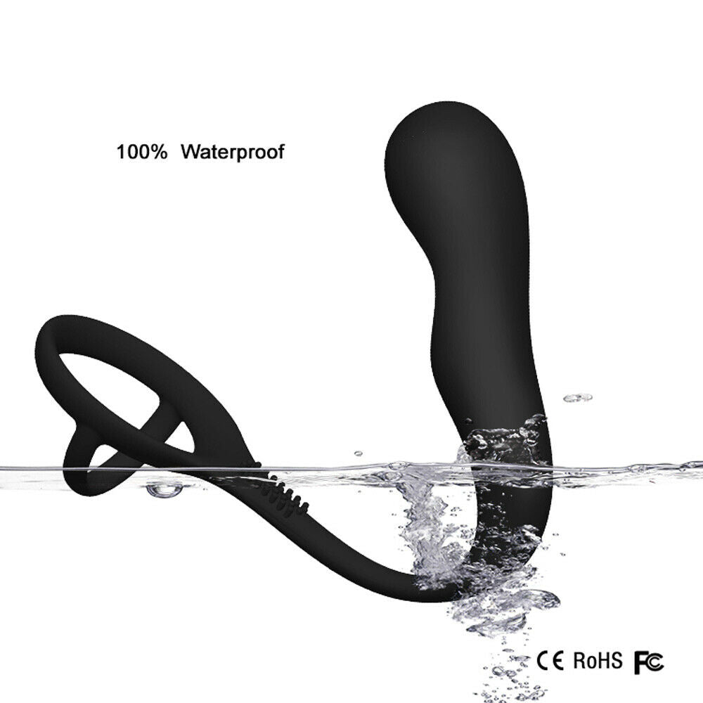 Twin Cock Ring with Butt Plug, 10 Function