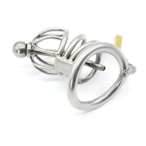 Short Chastity Cage with Urethral Plug