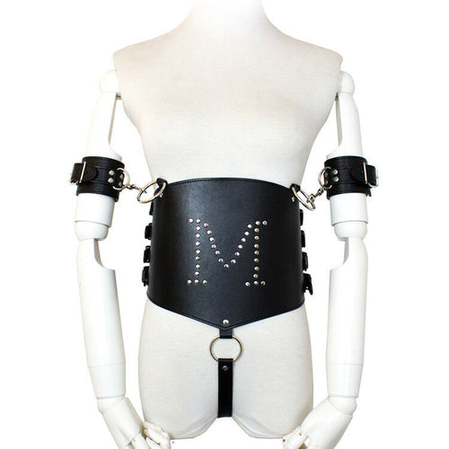 Faux Leather Arm Tie Body Harness Lingerie