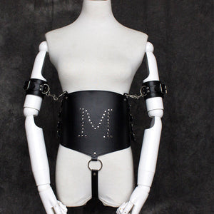 Faux Leather Arm Tie Body Harness Lingerie