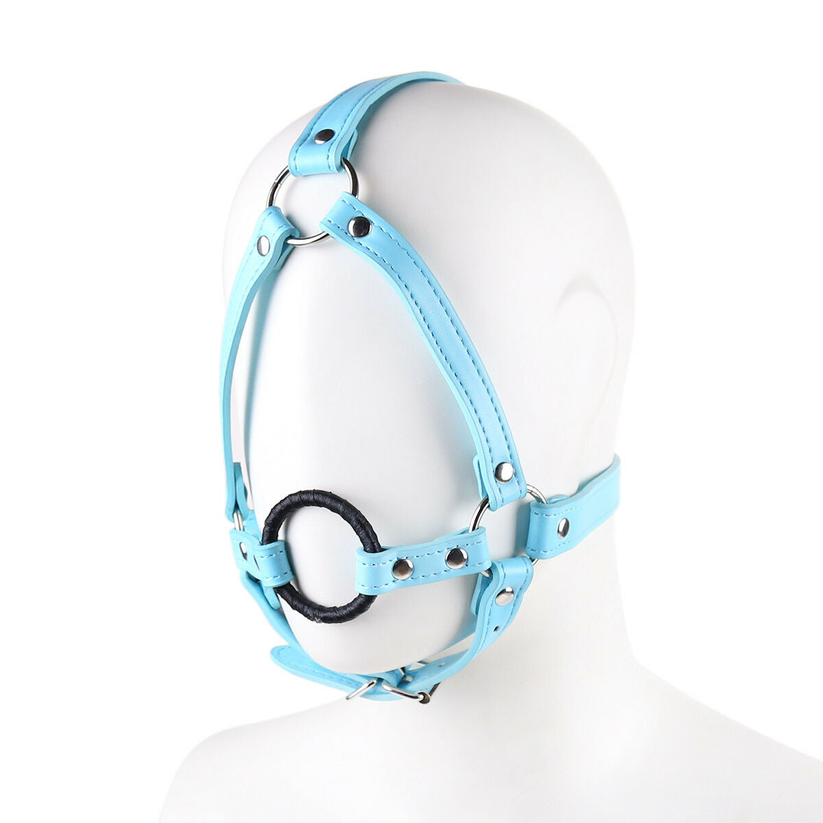 Mask face Soft Leather Head Harness Mouth Gag O-Ring