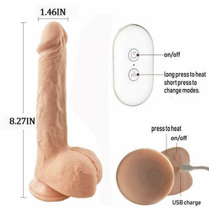 Thrusting & Vibrating Dildo with Warming Function, 8 inch, 7 Function