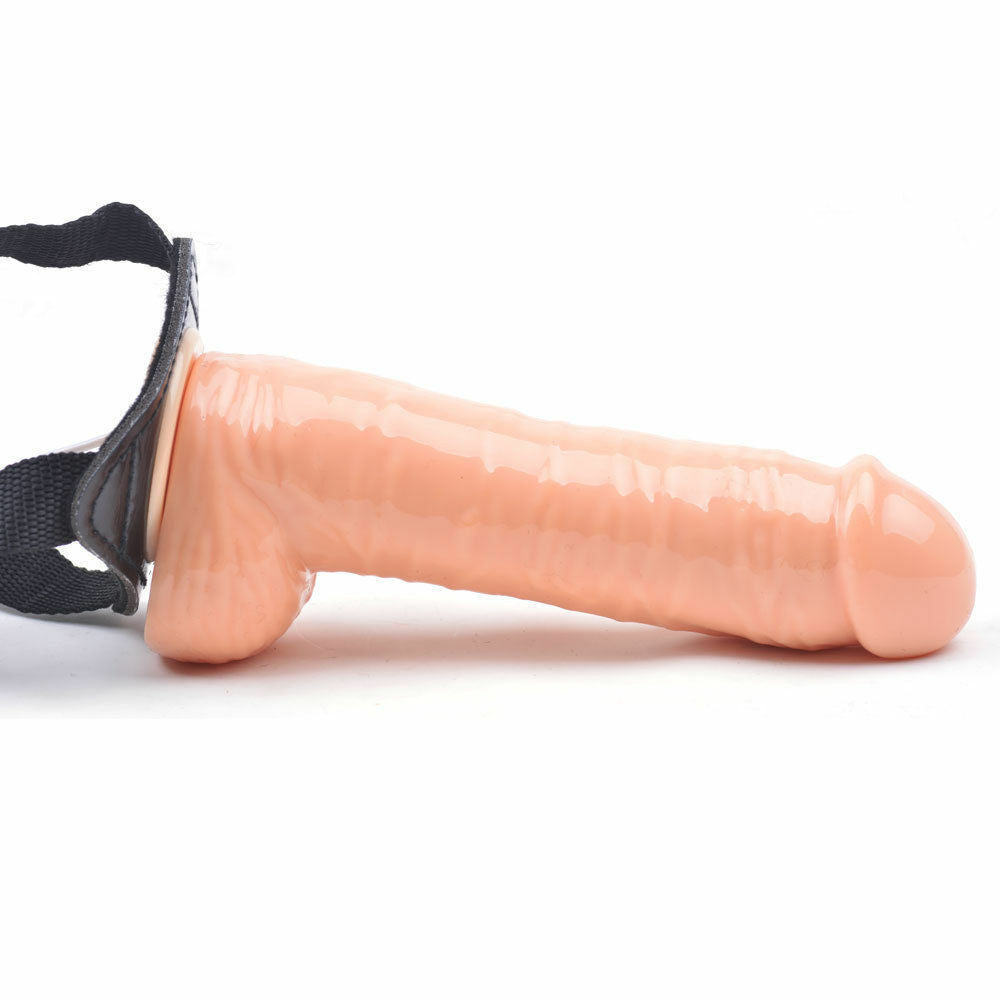 7" Vibrating Strap On Dildo with Remote Control, 10 Function