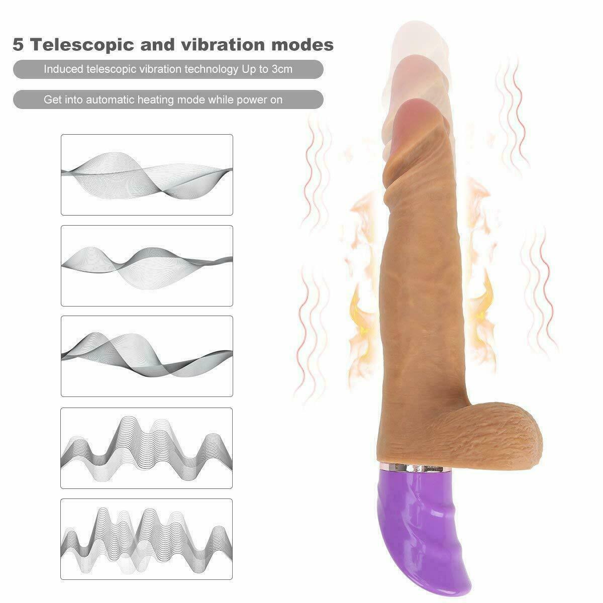 Intelligent Sensing Telescopic & Warming Thrusting Vibrator, 5 Function