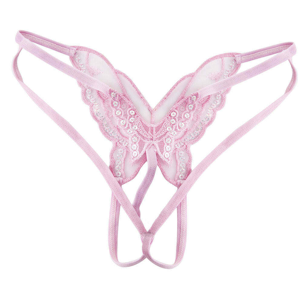 Butterfly Embroidered Crotchless G-String