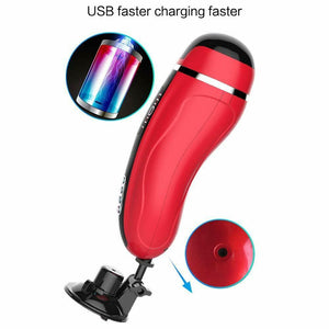 Male Oral Sex Toy Heated & Shrinking Masturbator Cup Pocket Pussy 7 Speed Modes