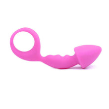 Load image into Gallery viewer, Silicone Curved Penis Butt Plug with Ring Pull