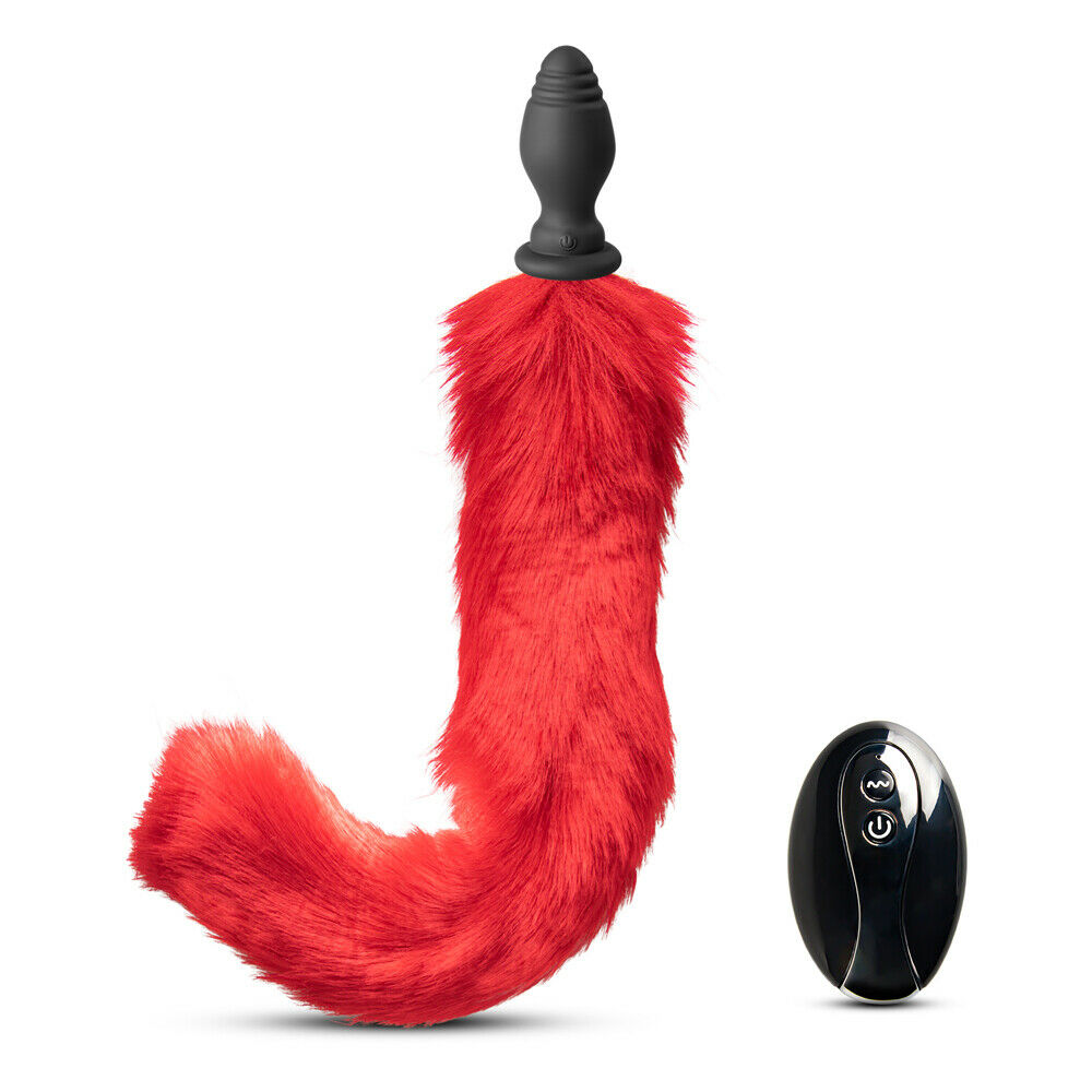 Vibrating Fox Tail Butt Plug with Remote, 10 Function