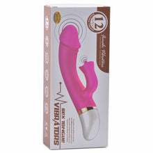Load image into Gallery viewer, Silicone Rechargeable Curved Penis Vibrator with Flickering Tongue Clitoral Stimulator, 12 Function