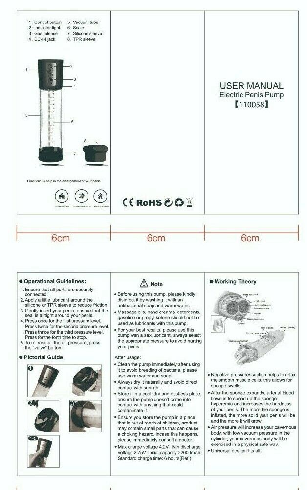 USB Port Rechargeable Penis Pump, 3 Speed