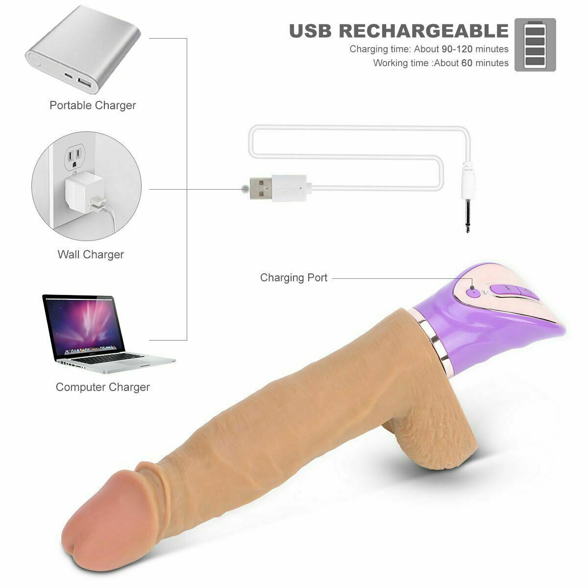 Intelligent Sensing Telescopic & Warming Thrusting Vibrator, 5 Function