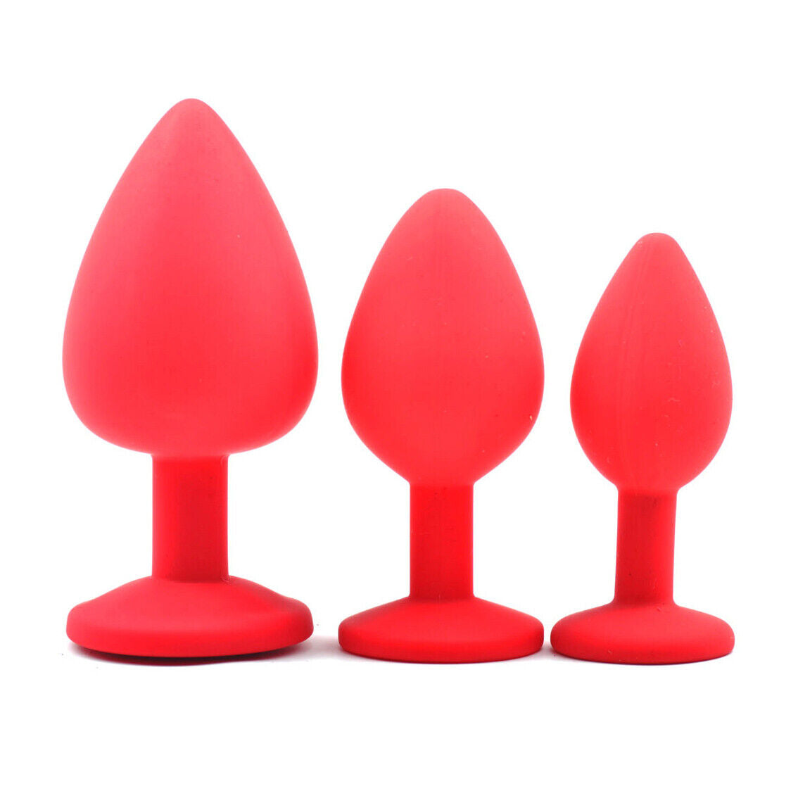 Red Silicone Circle Shaped Butt Plug with Diamond