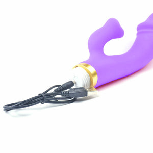 Silicone Rechargeable Curved Penis Vibrator with Flickering Tongue Clitoral Stimulator, 12 Function