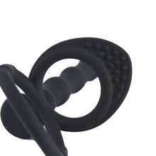 Load image into Gallery viewer, Silicone Beaded Anal Probe Penis Ring with Clitoral Stimulator for Double Penetration