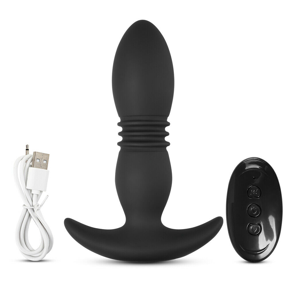 Thrusting & Vibrating Butt Plug with Remote, 8 Function