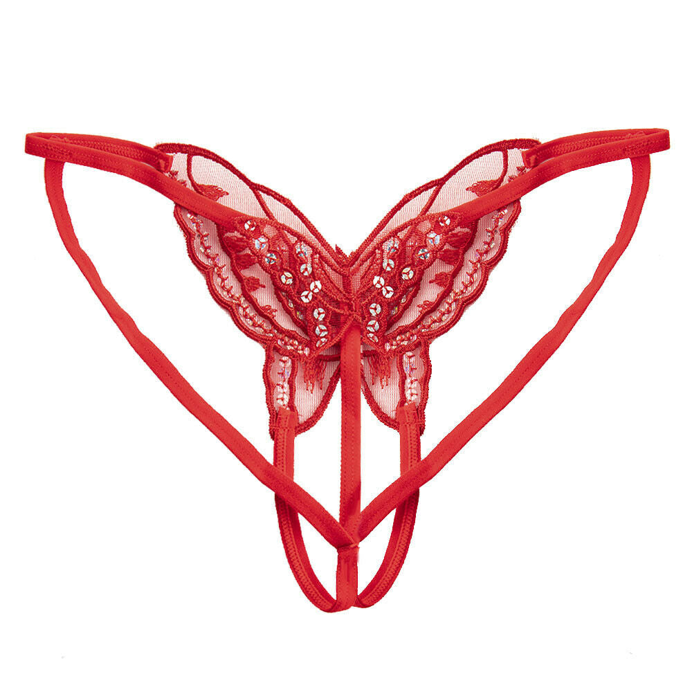 Butterfly Embroidered Crotchless G-String