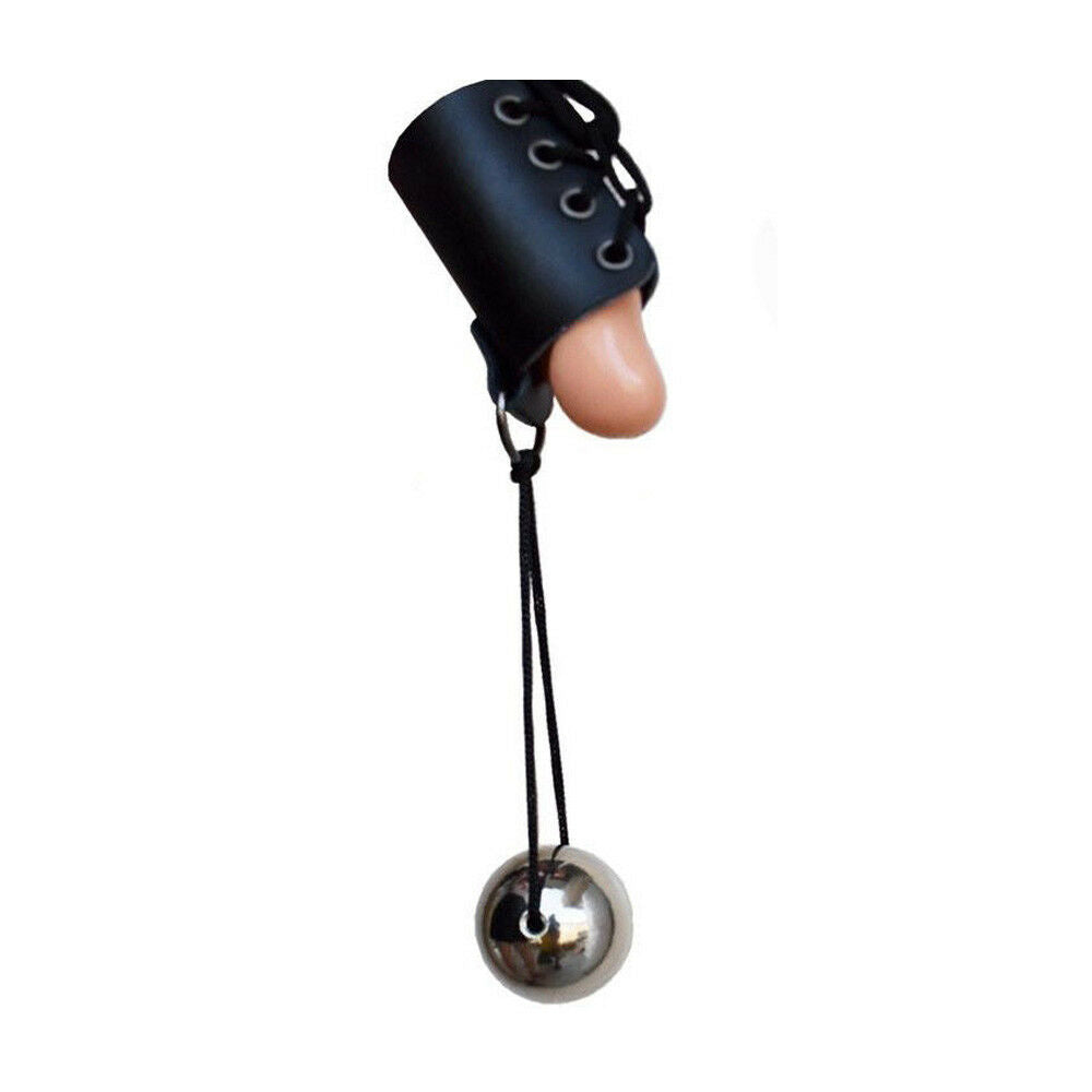 Big Penis Extender + Metal Ball Faux Leather Belt