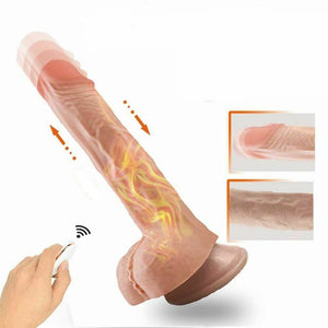 Thrusting & Vibrating Dildo with Warming Function, 8 inch, 7 Function