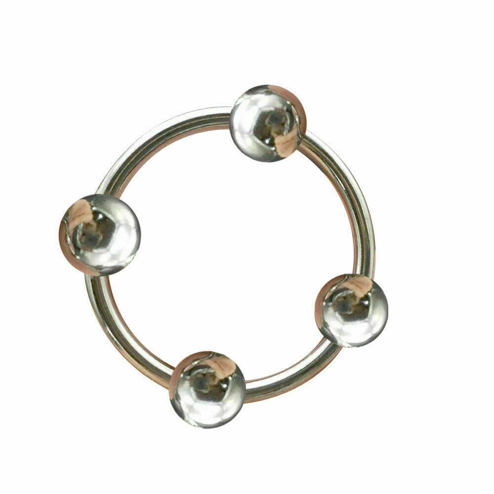 Stainless Steel 4 Ball Penis Ring (Multiple Sizes)