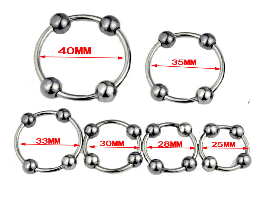 Stainless Steel 4 Ball Penis Ring (Multiple Sizes)