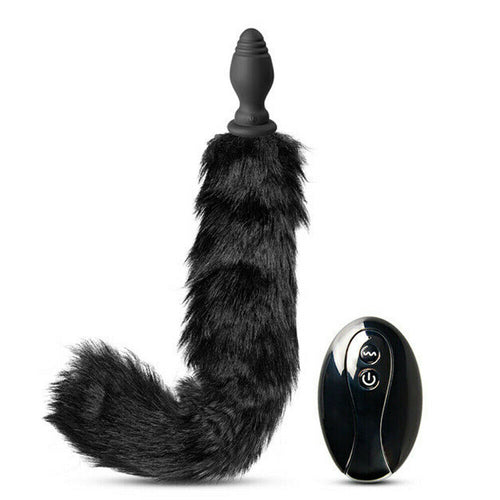 Vibrating Fox Tail Butt Plug with Remote, 10 Function