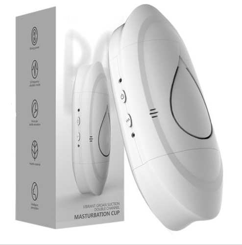 Electric Moaning Interactive Double Hole Vibrating Masturbator Cup, Mouth & Vagina, 10 Function