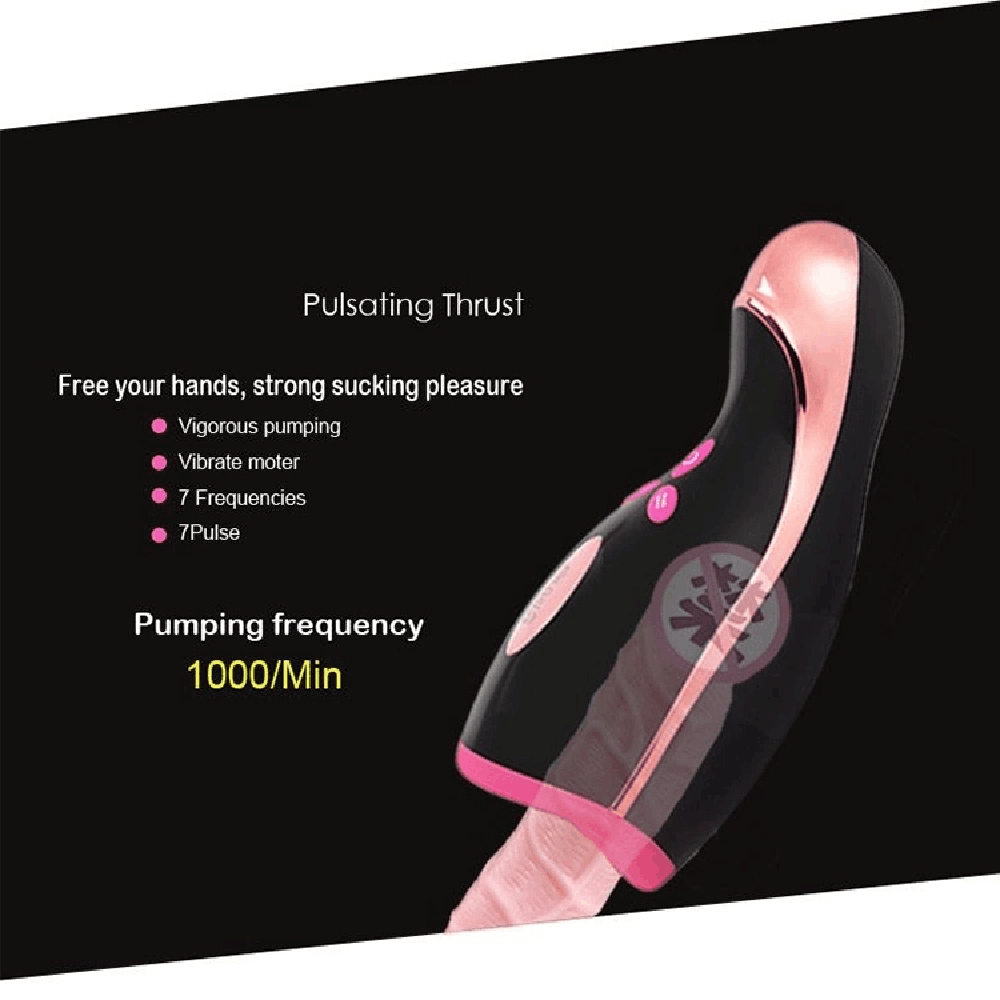 Pulse & Vibrating Warming Oral Sex Masturbation Cup, 14 Function