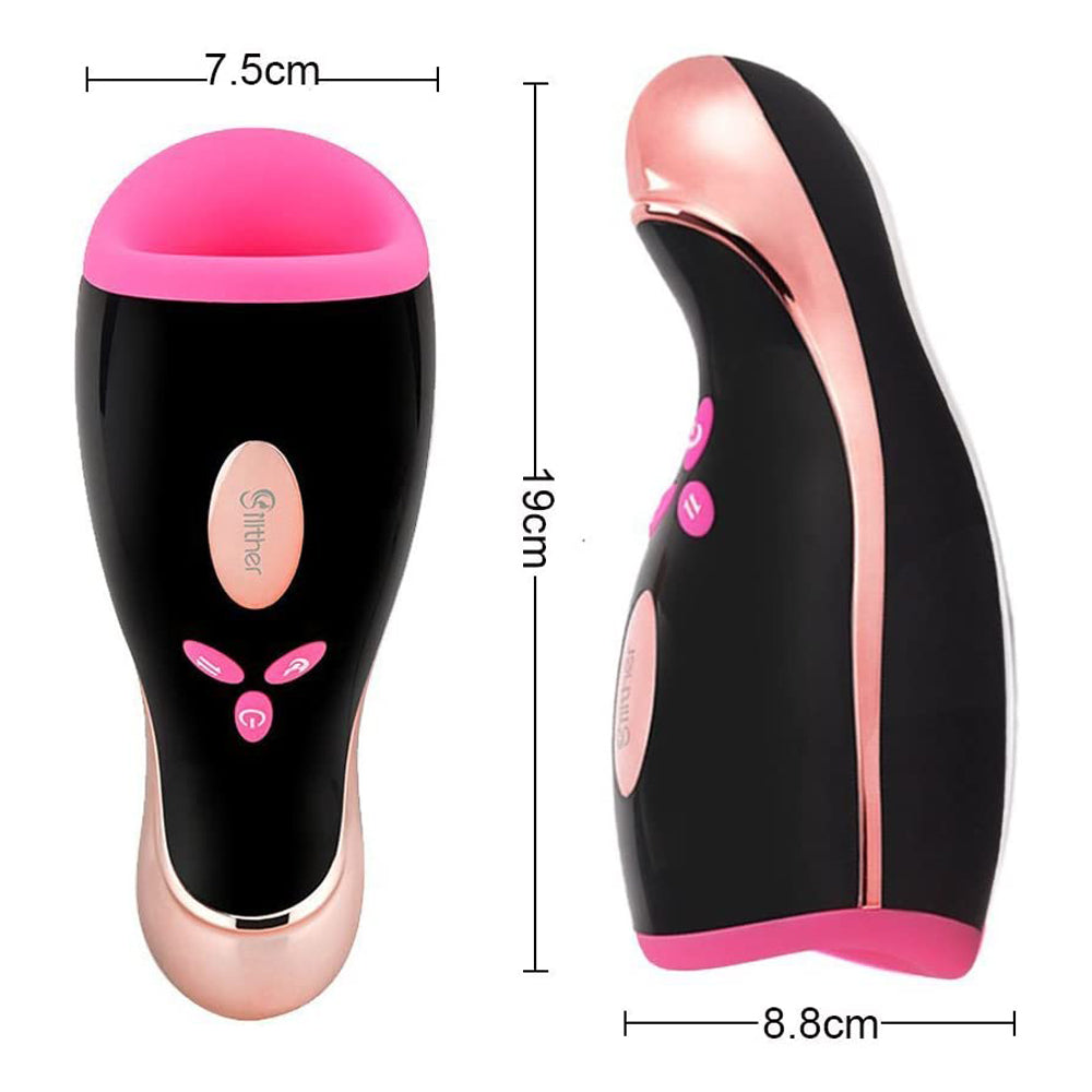 Pulse & Vibrating Warming Oral Sex Masturbation Cup, 14 Function