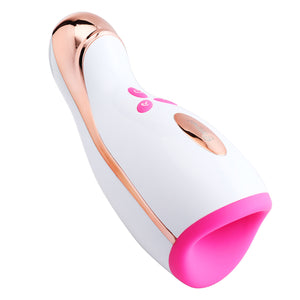 Pulse & Vibrating Warming Oral Sex Masturbation Cup, 14 Function
