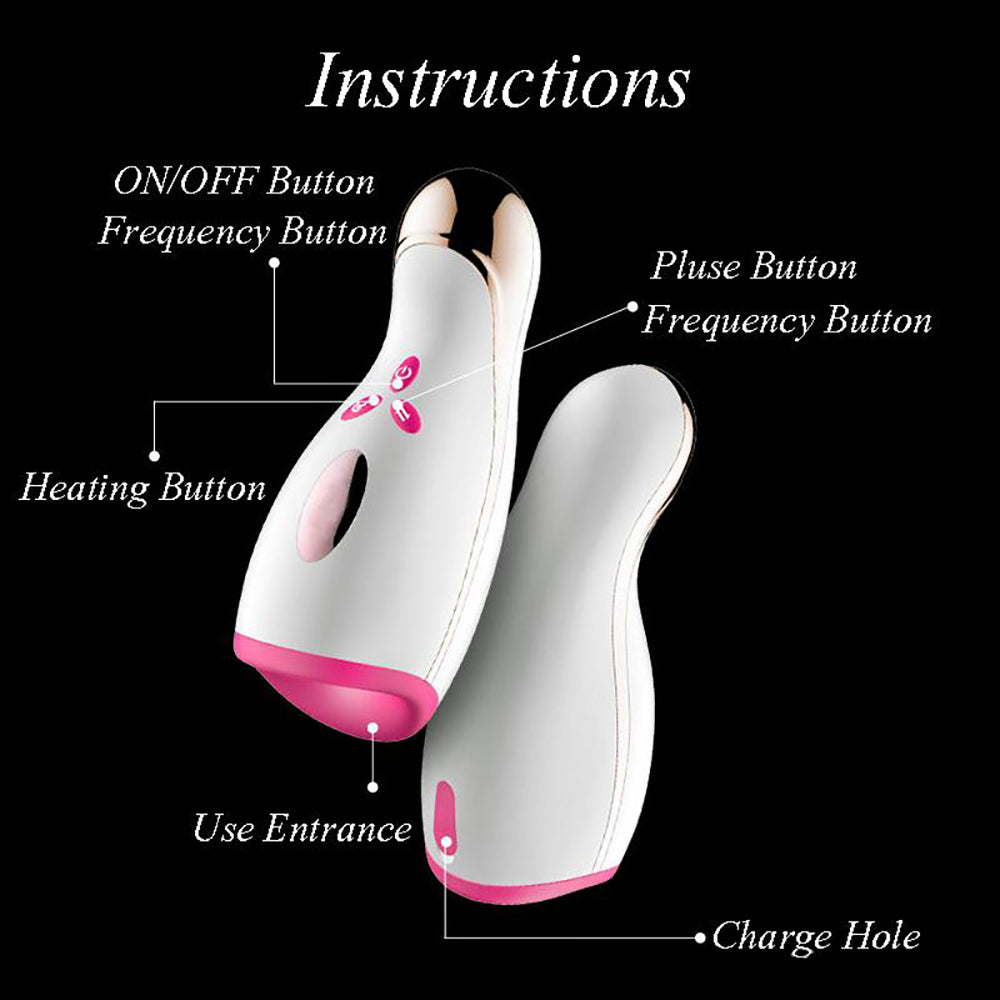 Pulse & Vibrating Warming Oral Sex Masturbation Cup, 14 Function