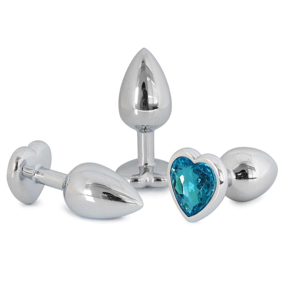 Metallic Heart Shaped Butt Plug with Diamond