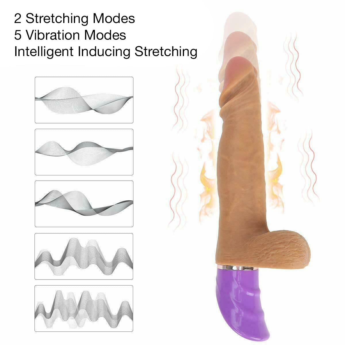 Intelligent Sensing Telescopic & Warming Thrusting Vibrator, 5 Function