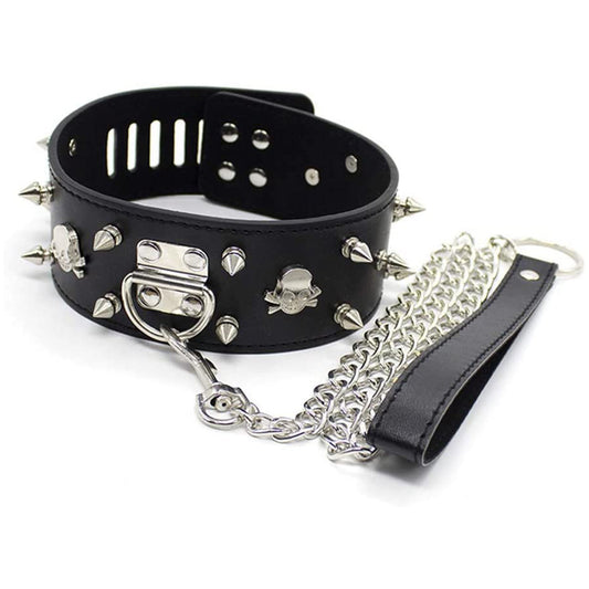 Spike & Skull Collar and Leash (H)