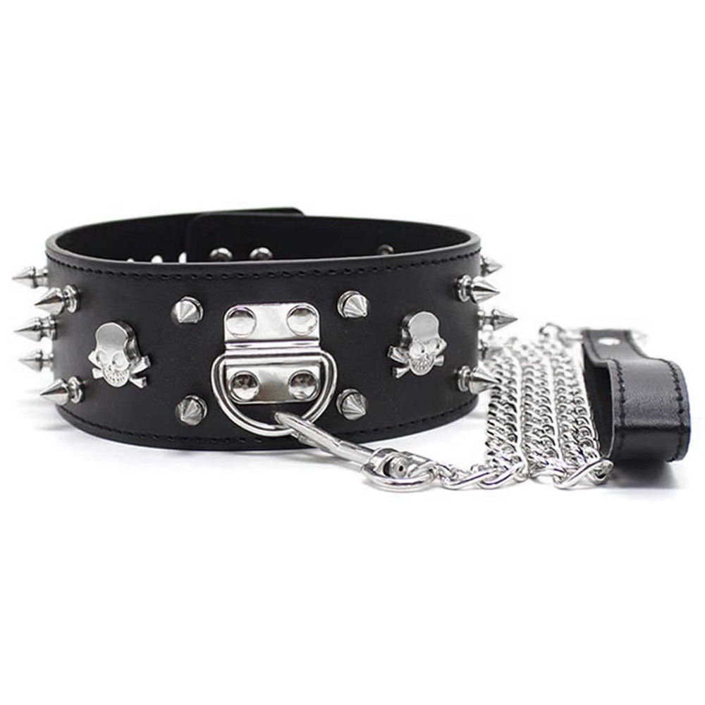 Spike & Skull Collar and Leash (H)