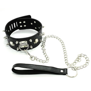 Spike & Skull Collar and Leash (H)