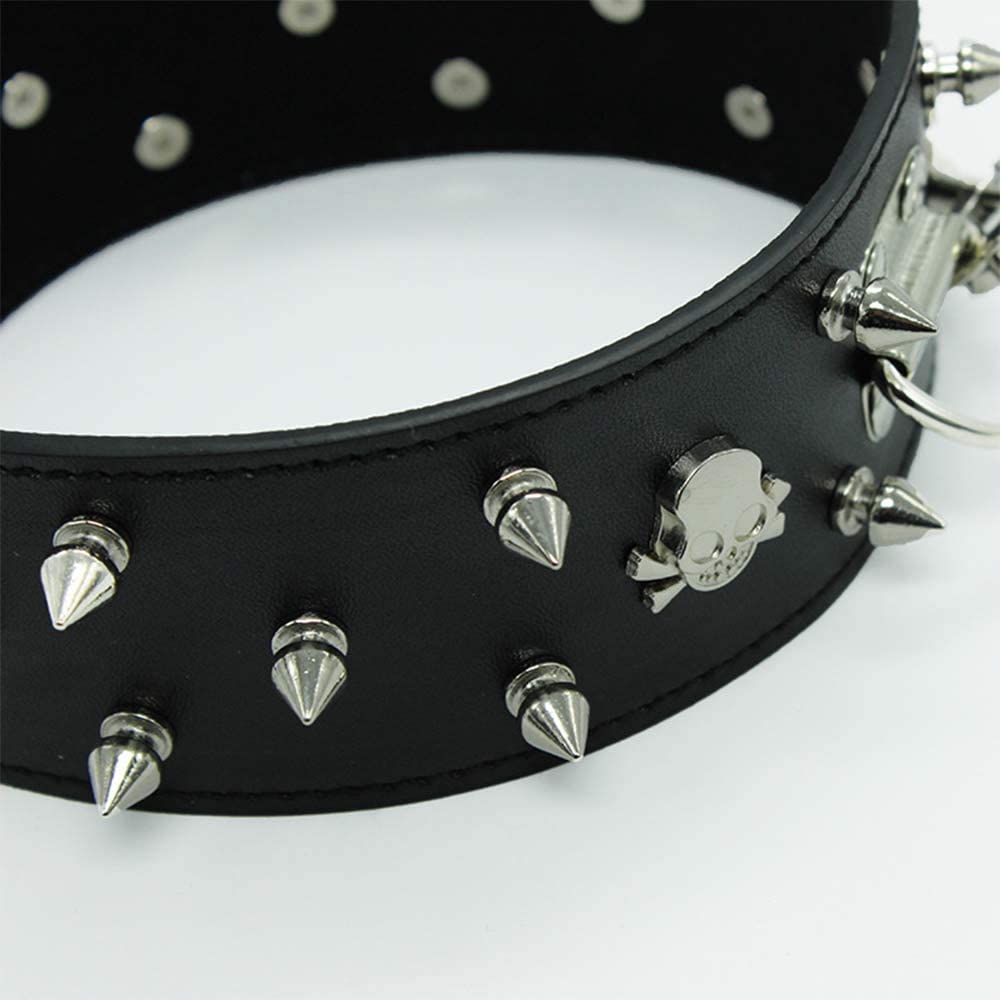 Spike & Skull Collar and Leash (H)