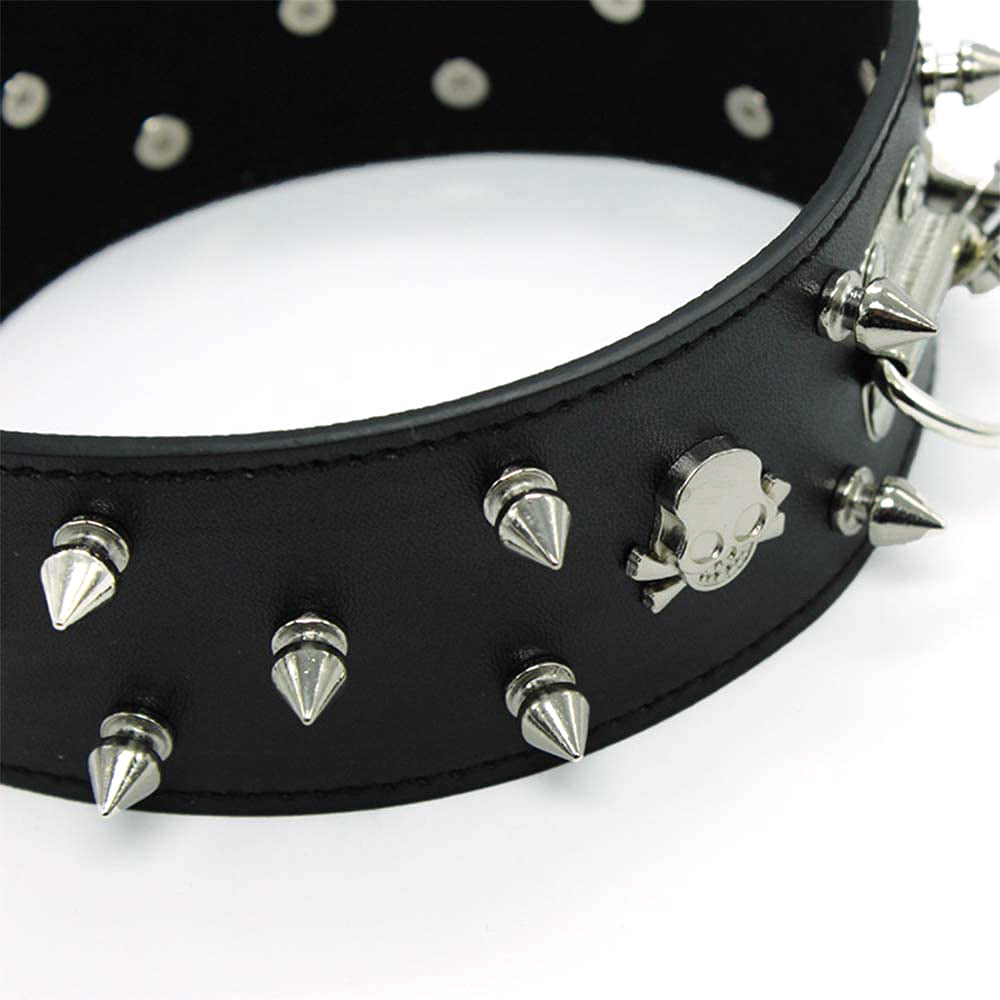 Spike & Skull Collar and Leash (H)