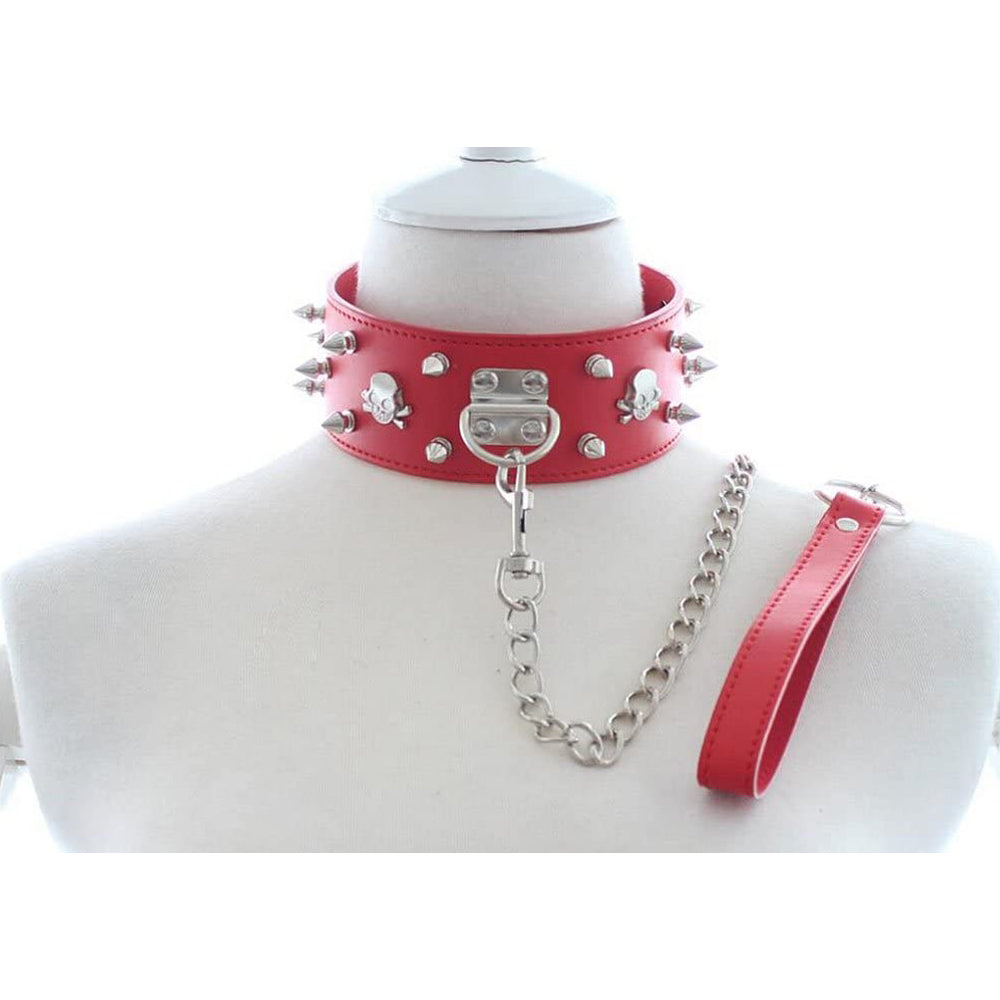 Spike & Skull Collar and Leash (H)