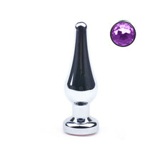 Load image into Gallery viewer, Metallic Tapered Tip Butt Plug with Diamond